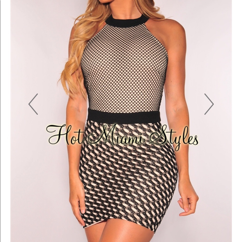 Black Net Nude Illusion Dress